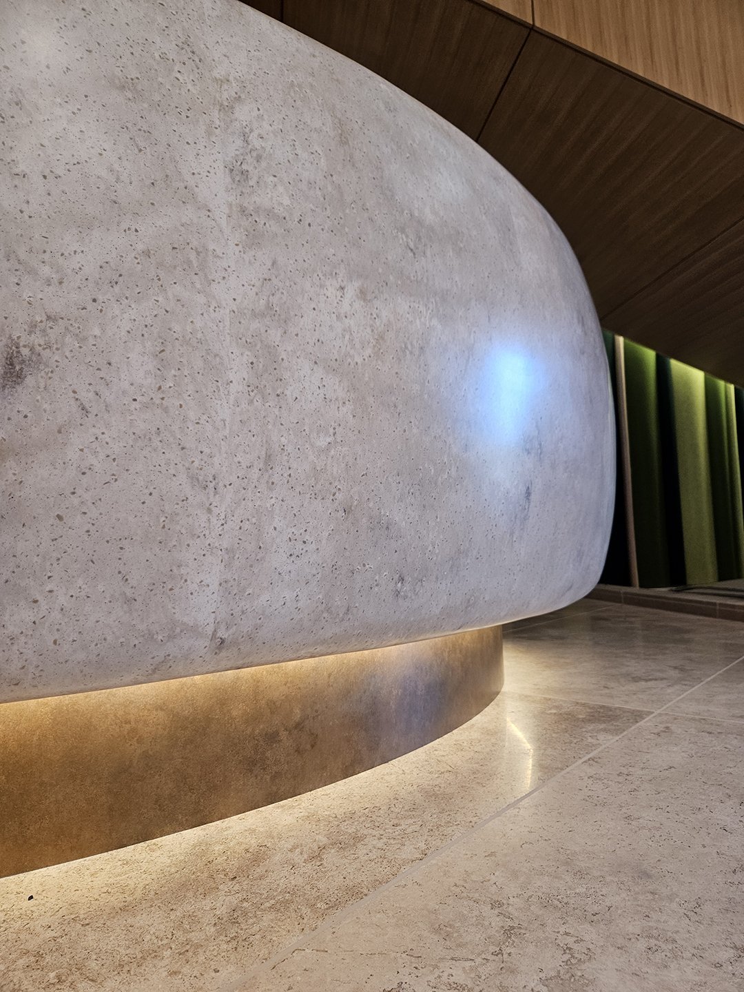 Reception desk — LED lighting and toekick detail