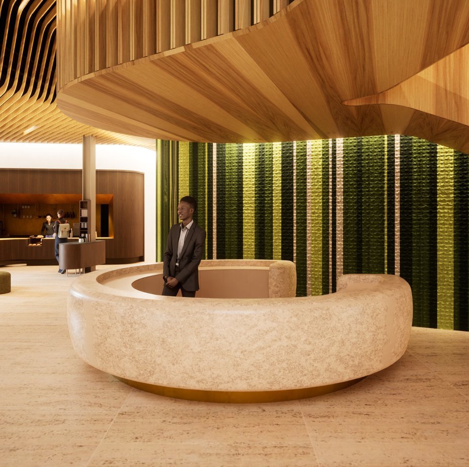 HWHI lobby reception desk rendering
