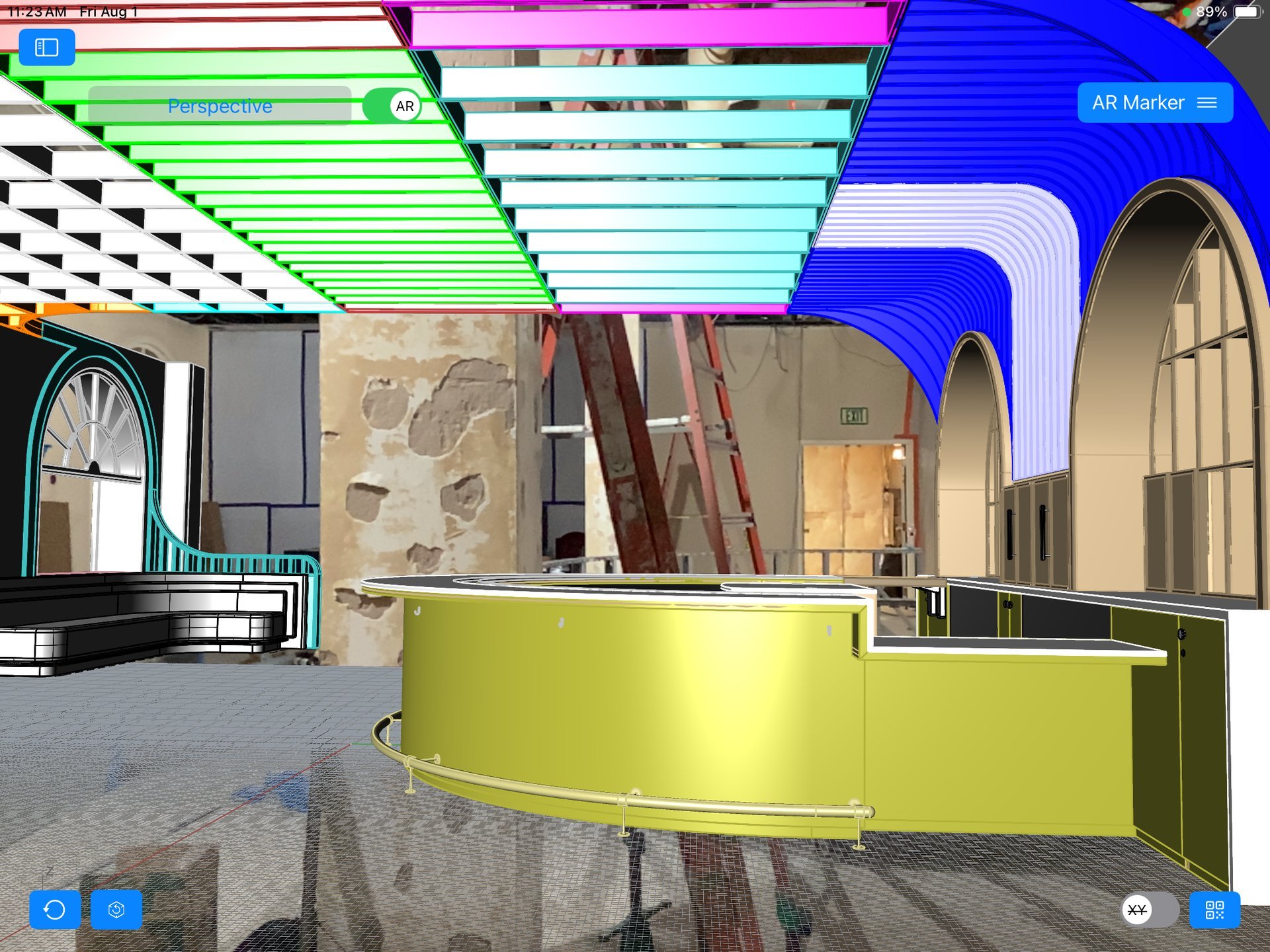 Shop drawing digital model overlaid onto construction site photo