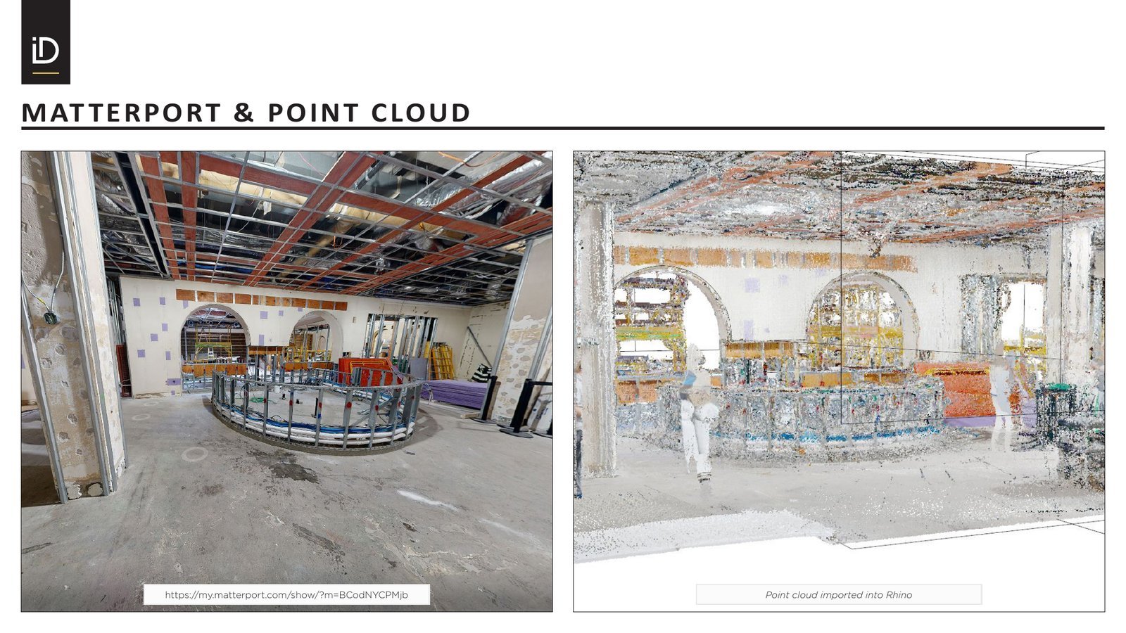 3D scan — phone photo compared to Matterport point cloud imported into Rhino